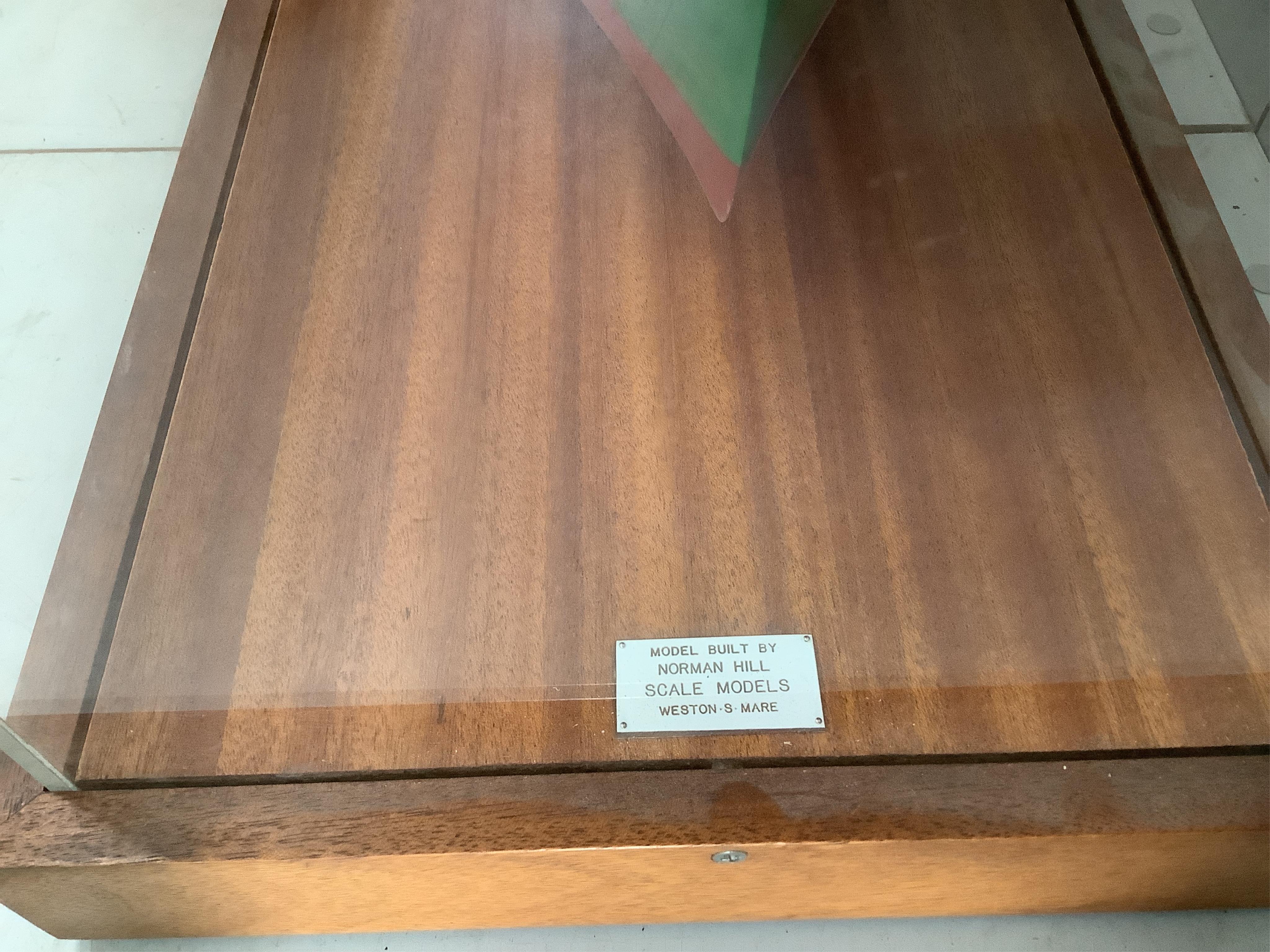 A Norman Hill scale model of the M.V. Welsh Trident, S.D. 14 cargo ship designed and built by Austin and Pickersgill Ltd, Sunderland 1973, case width 166cm, depth 35cm, height 51cm. Condition - good
